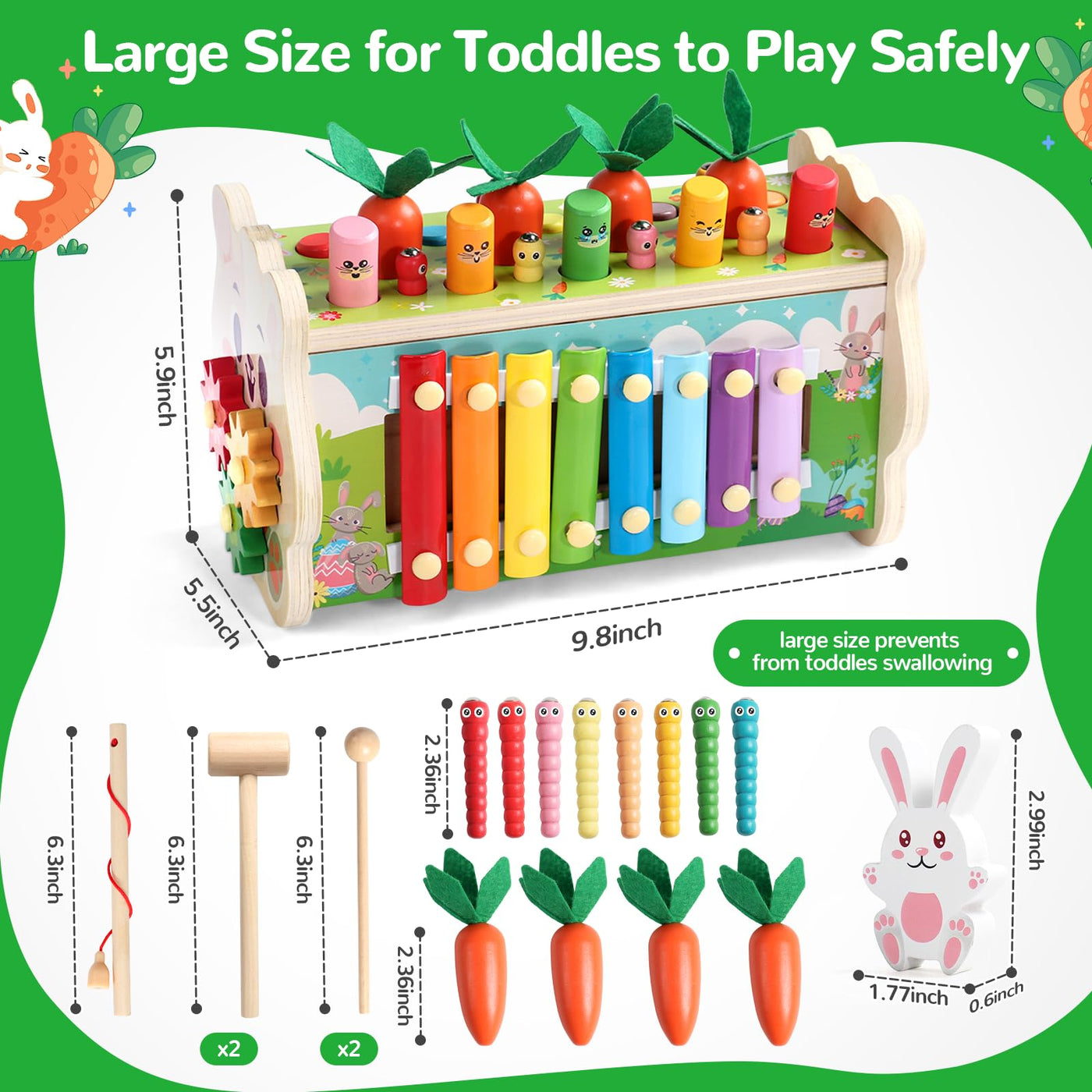 Fajiabao Montessori Spielzeug ab 1 Jahr- 7 in 1 Hammerspiel Holzspielzeug Motorikspielzeug Xylophon Kinder 1 Jahr Lernspielzeug, Kinderspielzeug Geschenk 1 2 Jahr Junge Mädchen Taufgeschenke