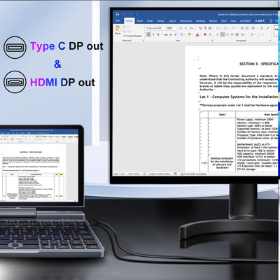 KOOSMILE 8" Touchscreen Laptop，Mini Laptops 2 in 1 Laptop mit Tastatur 12 GB LPDDR5-RAM, 512 GB/1 TB SSD, Wi-Fi 6, BT 5.2, HDMI, 2-MP-Kamera, Convertible-Notebook(N150-12GB+1TB)