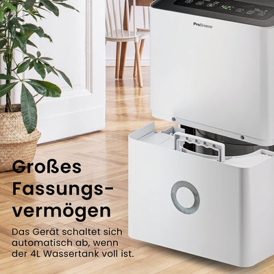 Pro Breeze Luftentfeuchter 30L in 24h Entfeuchtungsleistung - Elektrischer Luftentfeuchter mit WLAN & App - Feuchtigkeitssensor, 4L Wassertank, Timer, Ablaufschlauch - Gegen Feuchtigkeit, Schimmel