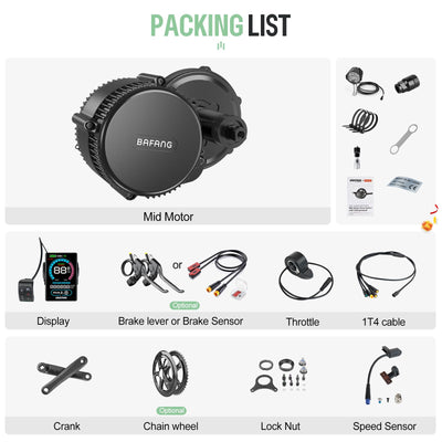 BAFANG 250W Mittelmotor E-Bike Umbausatz mit 36V24Ah Ebike Batterie und VD618 E-Bike Display, CAN Version 8fun Elektrofahrrad Kit für Mountainbike mit BB68-73mm