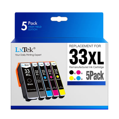 LxTek 33XL Multipack Druckerpatronen Kompatibel für Epson 33XL 33 XL für Epson XP 540 Druckerpatronen für XP-7100 XP-530 XP-640 XP-830 XP-900 XP-645 XP-635 XP-630（5er-Pack）
