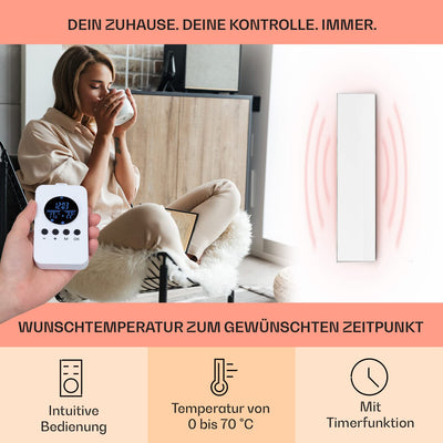 Klarstein Air Infrarotheizung, Infrarot Heizung mit Fernbedienung, Erkennung Offener Fenster, Infrarotheizung mit Thermostat, Sparsame Heizung zur Wandmontage, CO2-Freie Elektroheizung 360 Watt
