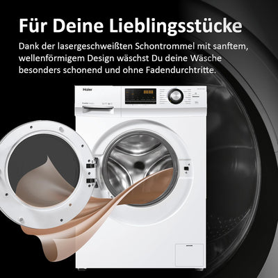 Haier SERIE 636 HW100-BP14636N I Frontlader Waschmaschine 10kg I Washing Machine mit A-Effizienz, 1.400 U/Min. & sparsamem Inverter-Motor I Inkl. Vollwasserschutz, Dampffunktion & Mengenautomatik