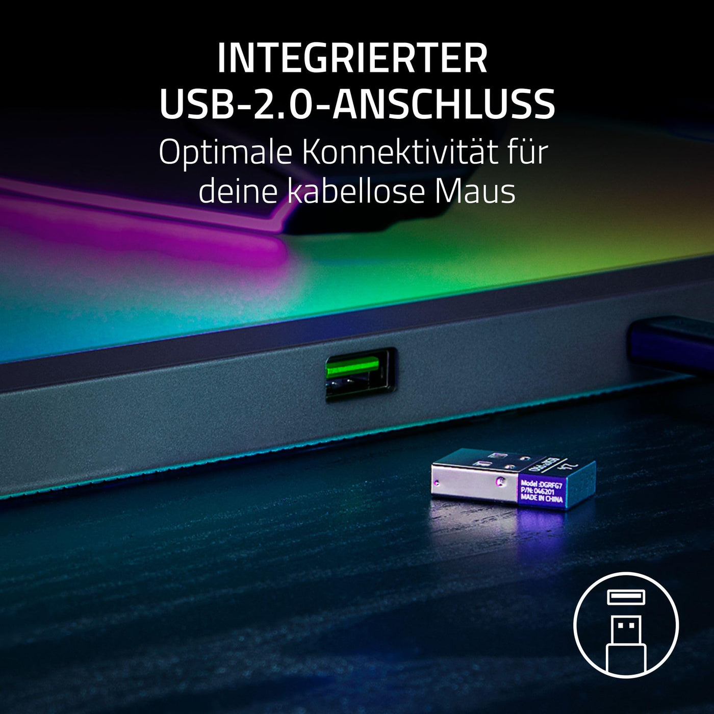 Razer Firefly V2 Pro - RGB-hintergrundbeleuchtete Gaming-Mausmatte - integrierter USB-Anschluss (15-Zonen-LED-Beleuchtung, mikrogeätzte Oberfläche für optimales Tracking, USB-C Kabel) Schwarz