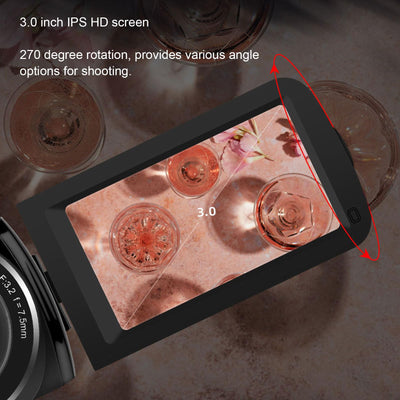 Topiky Videokamera Camcorder, 270 Grad Drehbarer LCD 18 Fach Zoom Camcorder, IR Nachtsicht Vlogging Kamera Recorder, Webcam Videokamera, Digitalkamera mit Pausenfunktion (Black)