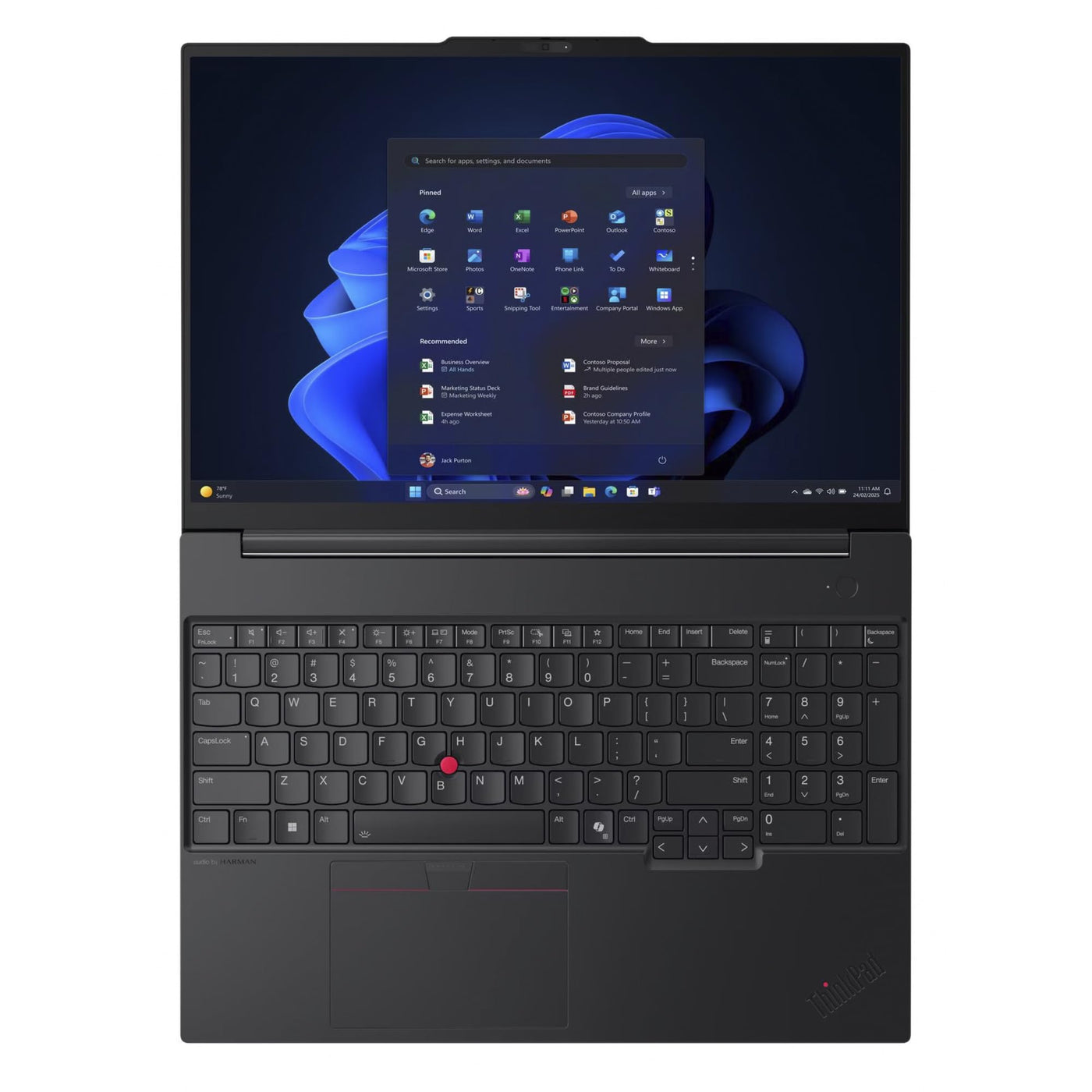Lenovo ThinkPad E16 Gen 3 21ST - 180°-Scharnierdesign - AMD Ryzen 7 250/3.3 GHz - Win 11 Pro - Radeon 780M - 16 GB RAM - 512 GB SSD 40.6 cm (16") IPS 1920 x 1200 - Wi-Fi 6E, Bluetooth - Schwarz
