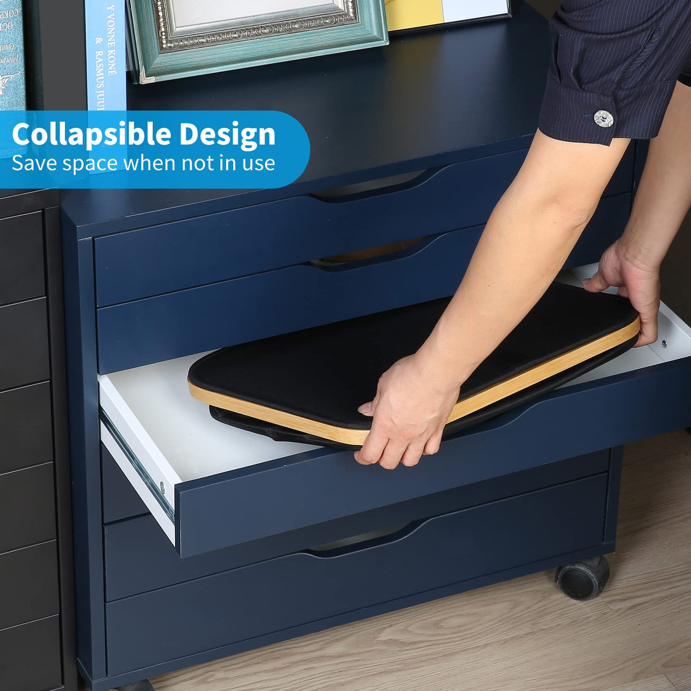 efluky Wäschekorb mit Deckel, 100 Liter hoher Wäschebox mit Bambus Henkel und Innentasche, faltbarer groß XXL Waschekorbsammler, Laundry Baskets für Schlafzimmer Badezimmer, schwarz