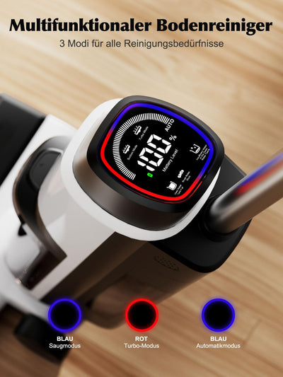 Nass Trockensauger, All-in-One Nasssauger Saugwischer Akku Kabellos mit Dual-Tank-Design, 890mL Wassertank, Selbstreinigung, 5mm Randreinigung, LED-Display Wischsauger für Harte Boden,Tierhaare