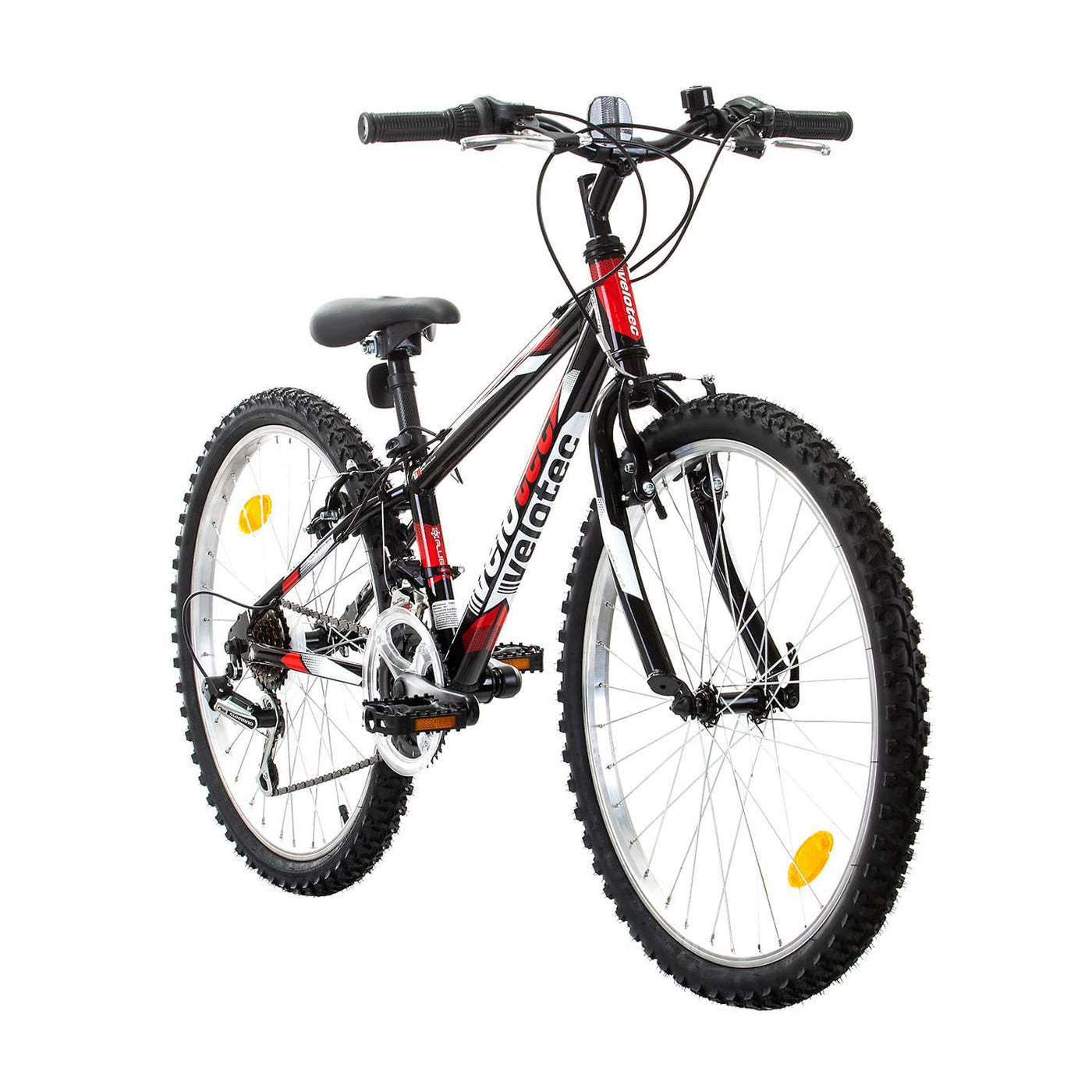 Multibrand Distribution Probike Tempo 24 Zoll Fahrrad Mountainbike ALU Rahmen 18 Gang für Jungen, Mädchen geeignet ab 130 cm - 155 cm (Schwarz Rot, 279)