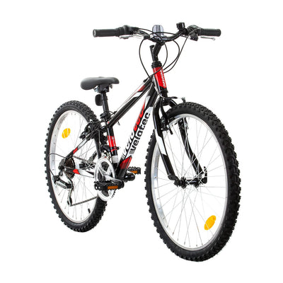 Multibrand Distribution Probike Tempo 24 Zoll Fahrrad Mountainbike ALU Rahmen 18 Gang für Jungen, Mädchen geeignet ab 130 cm - 155 cm (Schwarz Rot, 279)
