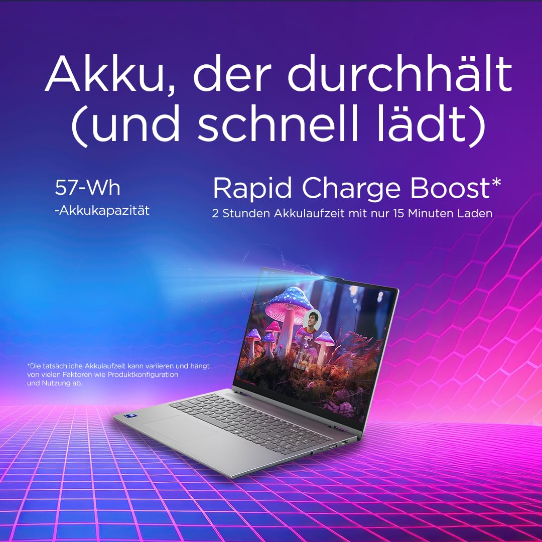 Lenovo IdeaPad 5 2-in-1 Laptop | 16" WUXGA Display | Intel Core Ultra 5 | 16GB RAM | 512GB SSD | Intel Grafik | Windows 11 Home | QWERTZ | Luna Grey | 3 Monate Premium Care