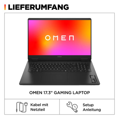 HP Omen Gaming Laptop | 17,3 Zoll FHD-Display - 144 Hz | AMD Ryzen 5 8645HS | 16 GB DDR5 RAM (2x8 GB) | 512 GB SSD | NVIDIA GeForce RTX 4050 (6GB) | QWERTZ | Windows 11 | 3 Monate GamePass | Schwarz