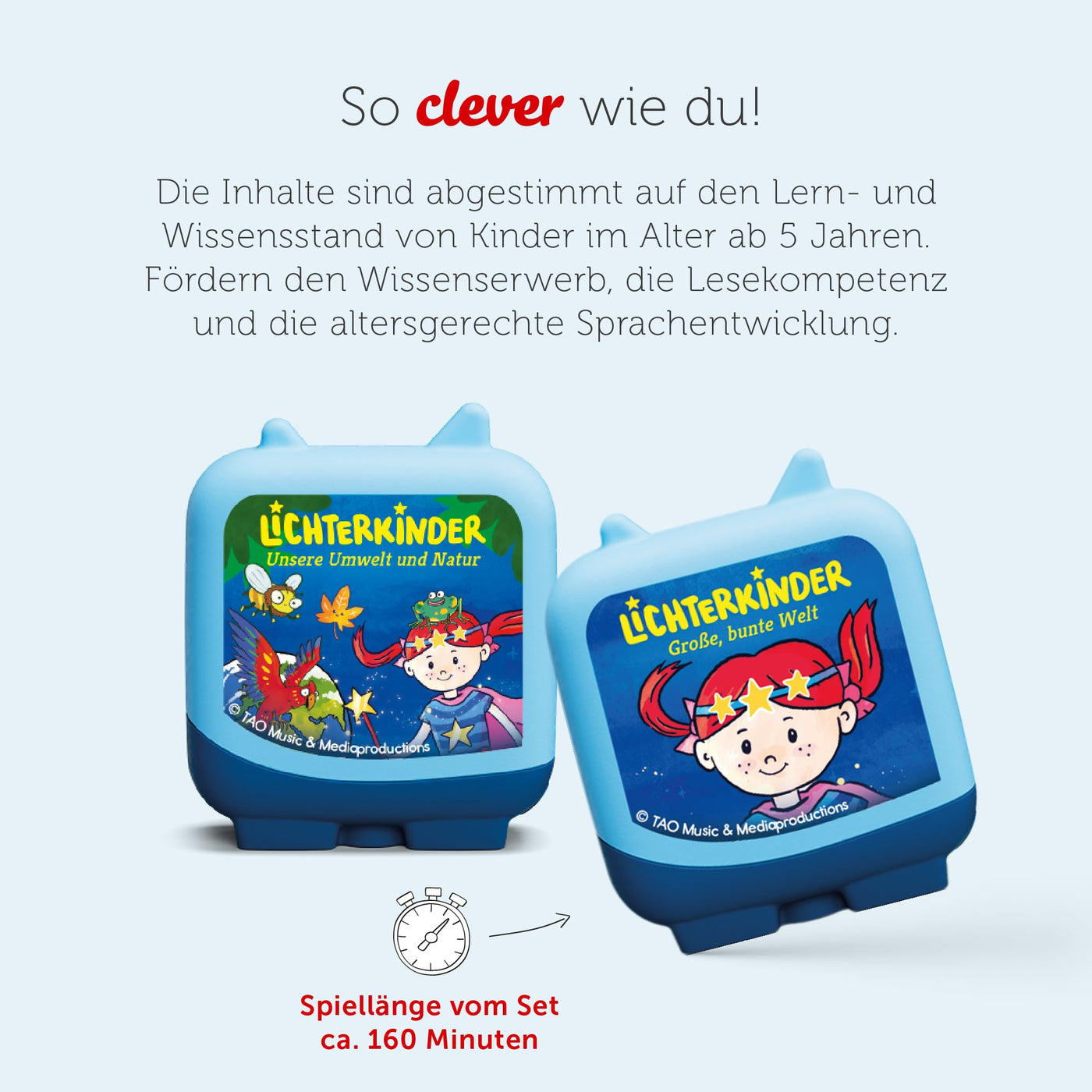 Tonies Clever Tonie 4er Set: Lichterkinder – Lernen mit LIKI und LUMI für die Toniebox, Kinder Hörspiel mit Musik, ab 5 Jahren, Spielzeit ca. 160 Minuten