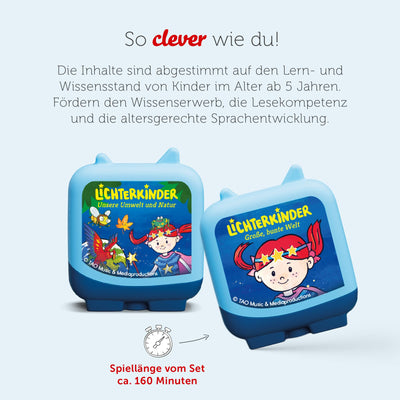 Tonies Clever Tonie 4er Set: Lichterkinder – Lernen mit LIKI und LUMI für die Toniebox, Kinder Hörspiel mit Musik, ab 5 Jahren, Spielzeit ca. 160 Minuten