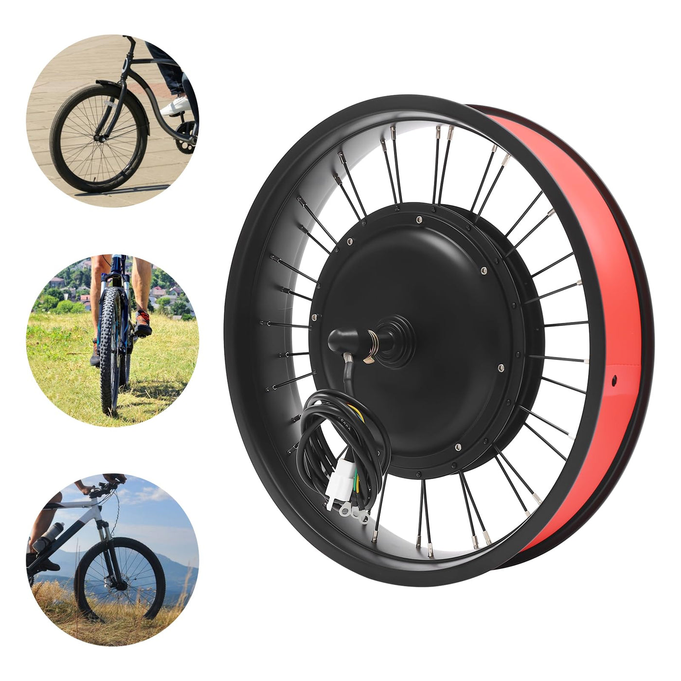 20 Zoll Fat-Bike Fatbike Umbausatz 48V 1000W Vorderrad E-Bike Bürstenloser Motor Kit mit LCD Display und Daumen-Drehknopf, Electric Bicycle Conversion Kit
