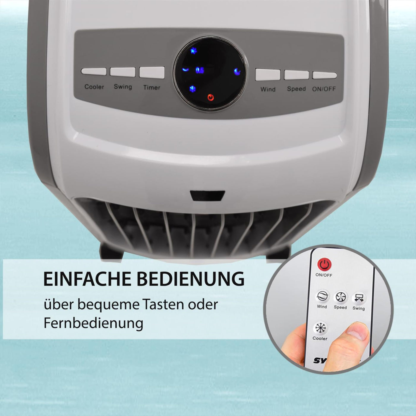 Syntrox Klimagerät Mobil Stormy | Luftkühler mit Wasser | Verdunstungskühler, Lufterfrischer, inklusive Fernbedienung und Timer, schnelle Kühlung