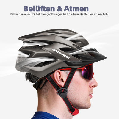 Shinmax Fahrradhelm Herren Fahrradhelm Damen Fahrradhelm mit Visier Abnehmbarer Fahrradhelm mit Licht MTB Fahrrad Helm Erwachsenen Unisex Mountainbike Helm Radhelm Rennradhelm 57-62cm