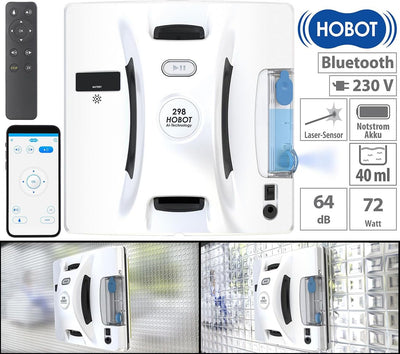 Sichler Haushaltsgeräte Fensterputzroboter: HOBOT-298 Profi-Fensterputz-Roboter mit Sprüh-Funktion, App-Steuerung (Hobot Fensterputzroboter, Profi Fensterputzroboter, Fensterreinigung)