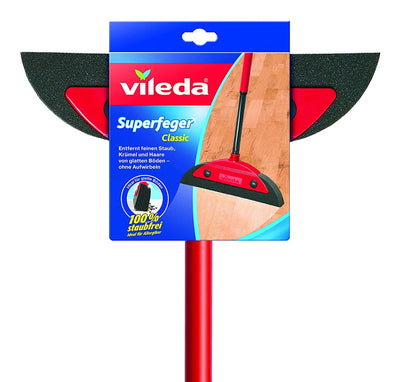 Vileda Superfeger Classic Besen, mit Teleskopstiel und Mikroschaum-Kehrteil, für Allergiker geeignet