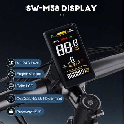 TSDZ Mittelmotor TSDZ8 48V 750W 2024 Version, mit SWM58 Großer Bildschirm Anzeige Ebike Elektrofahrrad Umbausatz for BB68mm Moutainbike
