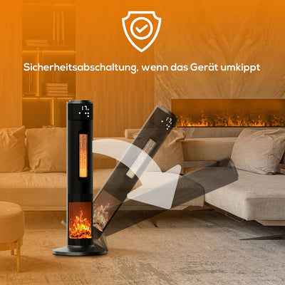 Tronitechnik® Heizlüfter Turmheizstrahler 1000 / 2000W Heizstrahler Standheizstrahler mit Fernbedienung Timer Kamineffekt Heizung Turm-Keramik-Heizer Heizlüfter Heizgerät Kamin Oszillationsfunktion