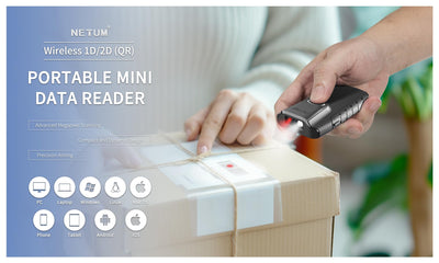NETUM Bluetooth 2D Barcode Scanner, 3-in-1 Small Portable QR Bar Code Reader Automatic Wireless Gun Scan Back Clip Work with Tablet iOS Android Windows MacOS for Warehouse Inventory POS