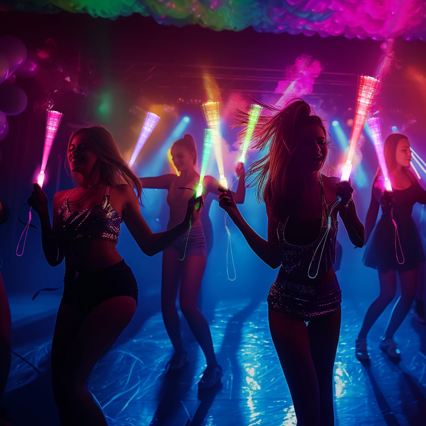 12 Stück Bunte LED Leuchtstäbe – Glasfaser Leuchtstab mit Batterie, Geschenkspielzeug für Kinder, Party Deko & Halloween Deko für Nachtpartys, Konzerte, Weihnachten, Karneval und Hochzeiten (Bunt)