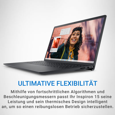 Dell Inspiron 15 (3530) Laptop - 15.6" FHD 120Hz, Intel Core i7-1355U, 16GB RAM, 512GB SSD, Intel Iris Xe Graphics, Windows 11 Home, German QWERTY Keyboard Layout - Black
