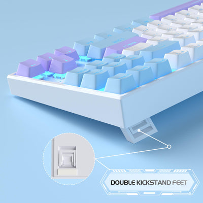 MageGee 75% Mechanische Gaming-Tastatur mit rotem Schalter, LED-Tastatur mit blauer Hintergrundbeleuchtung, kompakte TKL kabelgebundene Computertastatur für Windows Laptop PC Gamer,Weiß/Blau