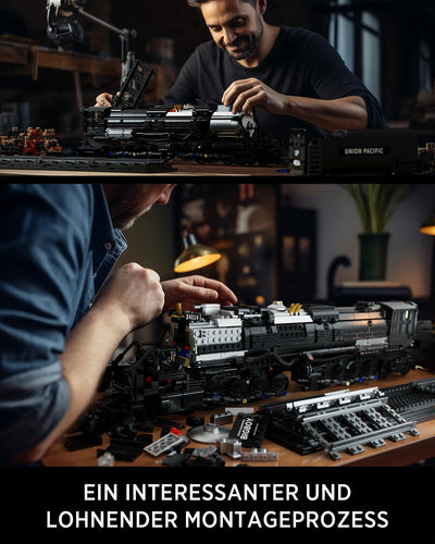 Nifeliz Zug Big Boy Retro Dampflok Klemmbausteine Set, Lokomotive Modell mit Schienen Bauspielzeug, Zug Eisenbahn Geschenk für Erwachsene und Jungen (1818 Teile)