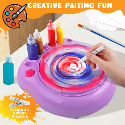 Paint Spin Art Machine Kit für Kinder, Kunst & Handwerk, Mal Spin Art Spielzeug-Kits für Jungen und Mädchen im Alter von 6, 7, 8 und 9 Jahren (Lila)