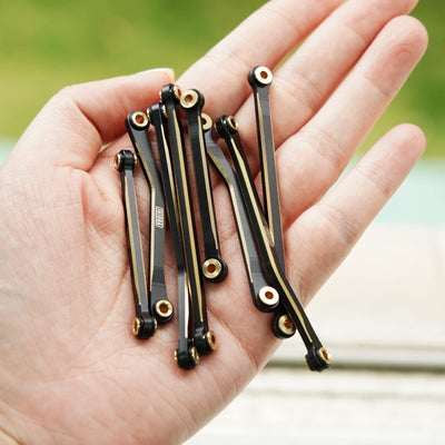 INJORA Chassis Lenker Sat mit Hoher Bodenfreiheit Messing Schwarze Beschichtung Link für 1/18 TRX4M Defender Bronco Upgrade Parts RC Crawler Tuning, 48g