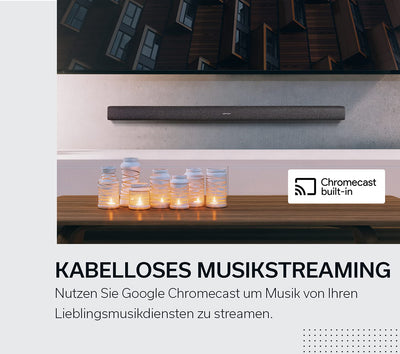 Denon DHT-S416 hochwertige 2.1 TV Soundbar mit kabellosem Subwoofer, Google Chromecast integriert, WLAN, Bluetooth, Dolby Digital, HDMI ARC, optischer Eingang, Black