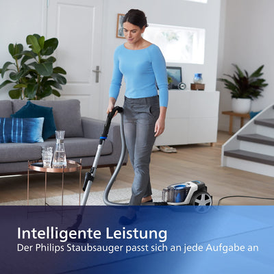 Philips Domestic Appliances FC9332/09 beutelloser Staubsauger PowerPro Compact (900 W, 1,5 L Staubvolumen, integrierte Bürste) weiß