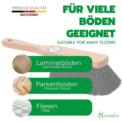 Novaliv Handfeger ROSSHAAR Mischung Besen weiche Borsten - Schrankbesen Gemischtes Rosshaar Handfeger Auto Besenbürste - Idealer Schneebesen Auto Rosshaarbesen Mix Naturborsten Hand Brush Handkehrer