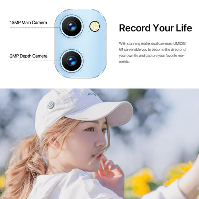UMIDIGI G1 Smartphone Ohne Vertrag,Android12 Günstig Handy,6,52" HD+ Vollbild 32GB (Erweitern 256 GB),5150mAh Akku,Dual SIM 4G LTE Mobiltelefonen,13MP+5MP Handy zum Senioren Kinder Geschäft (Balu)
