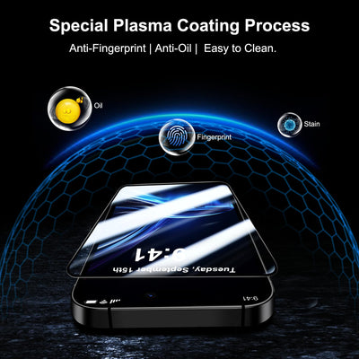 QHOHQ für iPhone 16 Pro für Panzerglas mit Kamera Schutzfolie, Militärstandard Schutz, [Full Screen], Ultra Top 9H+ Glas Folie, Anti-Fingerabdruck, Anti-Kratzer, mit Installationshilfe [3+3 Stück]