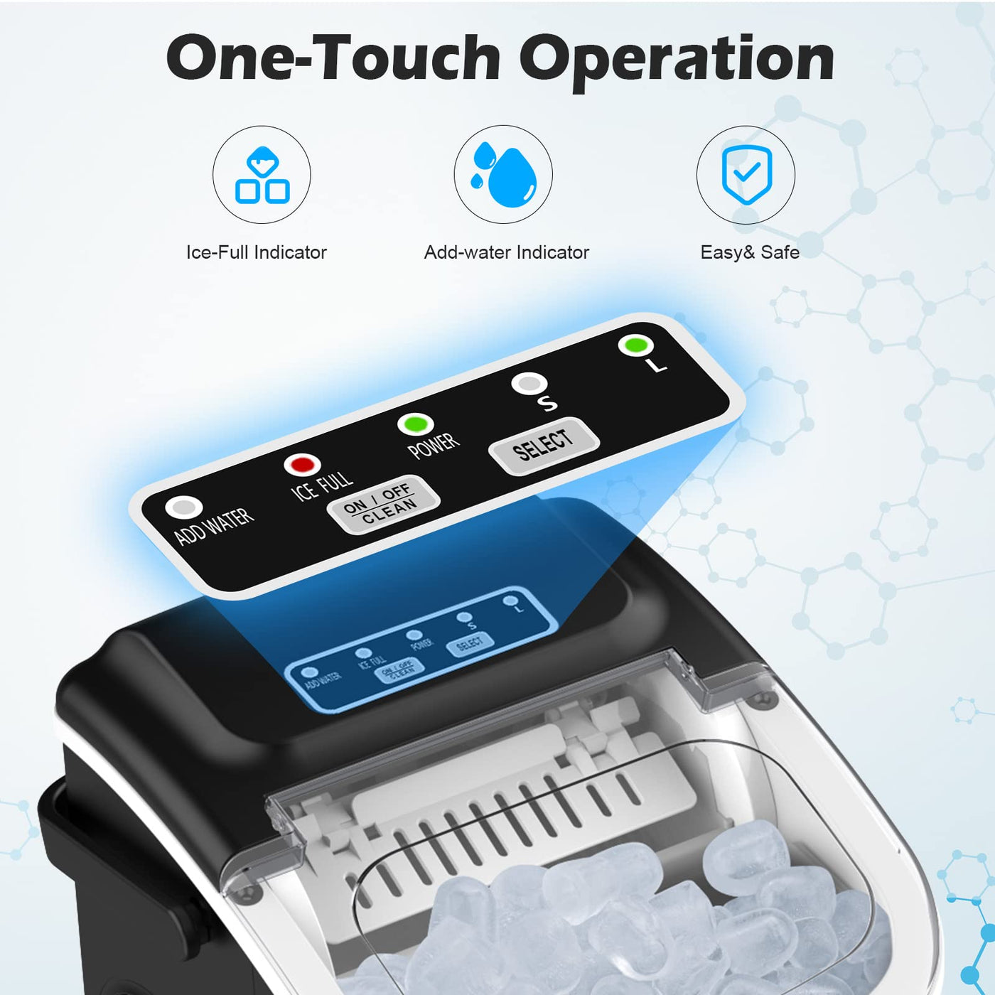 Ice Maker Cube Maschine Eiswurfelmachine Eiswürfel Arbeitsplatte In 6 Minuten fertig 2L mit Eisschaufel und Korb LED-Anzeige Für Home Bar Schwarz