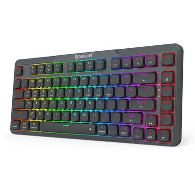 Redragon K706 PRO 75% kabellose Gasket RGB-Gaming-Tastatur, 3-Modi, 82 Tasten, kompakte mechanische Tastatur mit ultraflacher Platine, flachem linearen roten Schalter und Dual-Win/MAC-System
