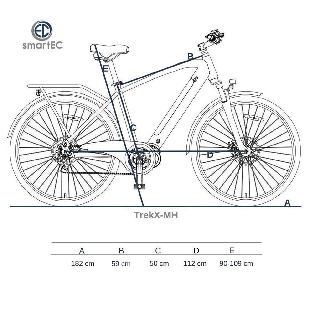smartEC TrekX-MH E-Bike Trekking Herren 250W Mittelmotor Li-Ion-Akku 36V/13Ah Elektrofahrrad 28 Zoll Reichweite 90km bis 25 km/h Trekking City