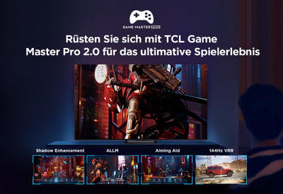 TCL 75T8A 75-Zoll-Fernseher, QLED, HDR 1000 nits, Full Array Local Dimming, IMAX Enhanced, 144Hz VRR, Dolby Vision und Atmos TV, Unterstützt bei Google