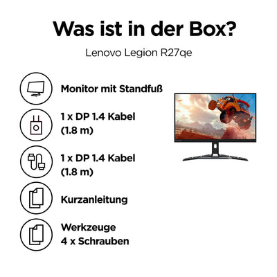 Lenovo Legion R27qe | 27" QHD Gaming Monitor | 2560x1440 | 180Hz | 450 nits | 0,5ms Reaktionszeit | HDMI | DisplayPort | AMD FreeSync | schwarz