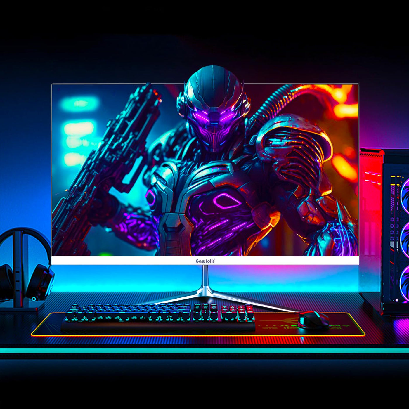 Gawfolk 24,5 Zoll Gaming Monitor mit Lautsprechern, 200 Hz PC Bildschirm FHD 1080P Rahmenlose Computermonitore, DisplayPort, HDMI, Augenpflege