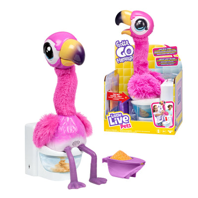 Little Live Pets Flamingo The Poop, Interaktiver Flamingo, der den Hals bewegt und wiederholt, was Sie Sagen, isst und bittet IR zum W.C, trocknet und wiederholt, berühmt, (LPG00000)