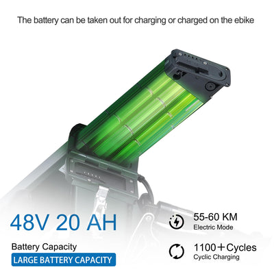 Ficyacto Elektrofahrrad Klappbares E-Bike 26“ Pedelec mit Abnehmbarer 48V 20Ah Akku bis 60 km,7 Gänge, Retro Scheinwerfer,Down Hill Aufhängung,Herren und Damen (Dunkelgrün)