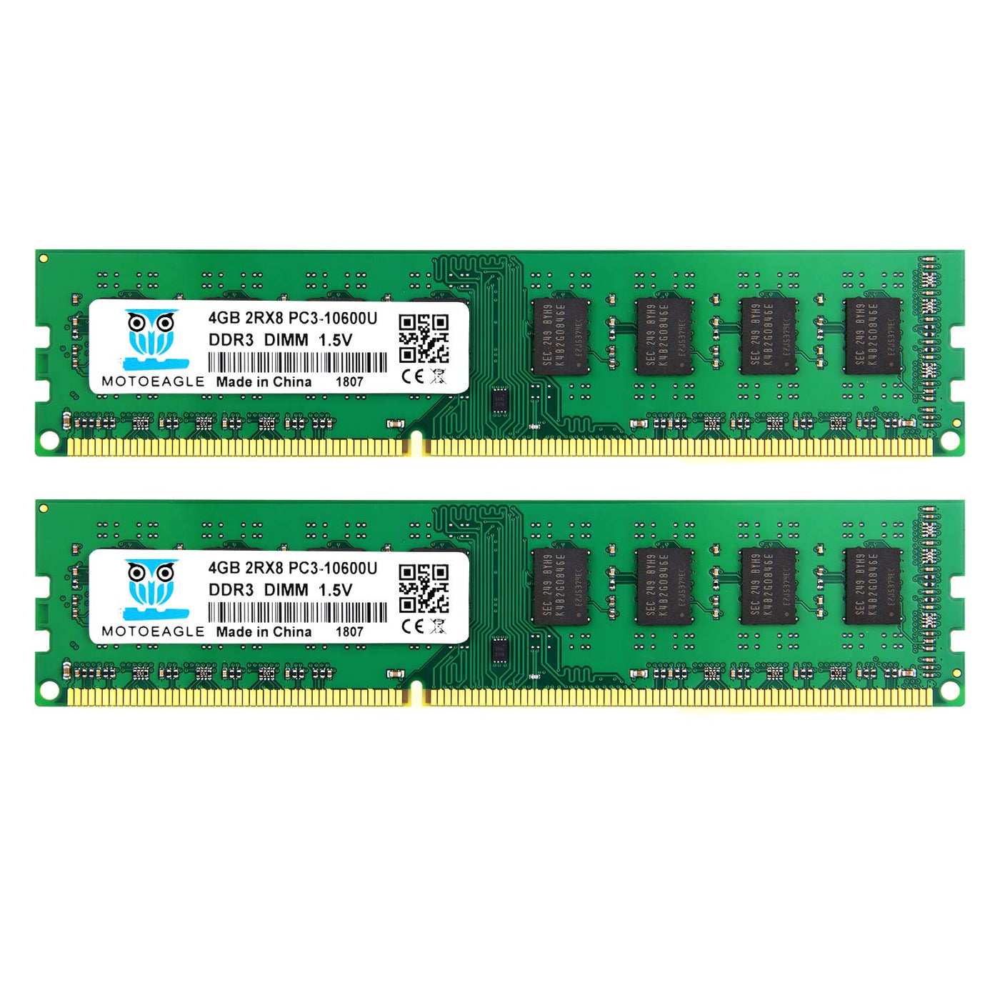 Motoeagle 8GB Kit (2x4GB) PC3 10600U DDR3-1333MHz 10600 PC3 4GB DIMM RAM 2Rx8 Unbuffered Non-ECC 1.5V CL9 240-Pin Desktop Arbeitsspeicher