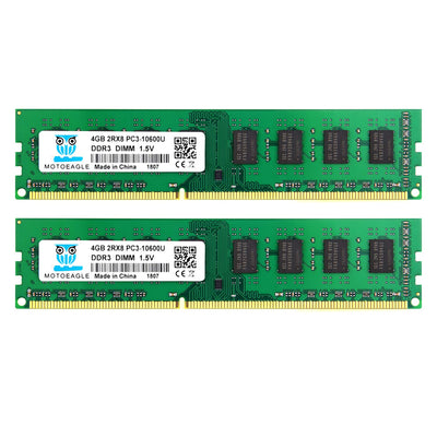 Motoeagle 8GB Kit (2x4GB) PC3 10600U DDR3-1333MHz 10600 PC3 4GB DIMM RAM 2Rx8 Unbuffered Non-ECC 1.5V CL9 240-Pin Desktop Arbeitsspeicher