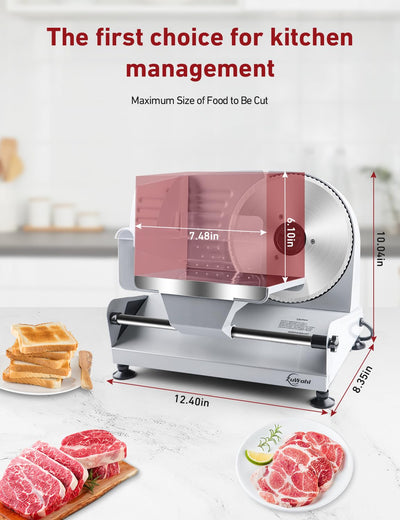 200Watt Elektrischer Allesschneider Edelstahl - Verstellbare Küchenmaschine 0 bis 15mm - 2 Klingen - Wurstschneidemaschine - Brotschneidemaschine, Schinkenschneider, Elektrisches Messer Fleisch & Käse