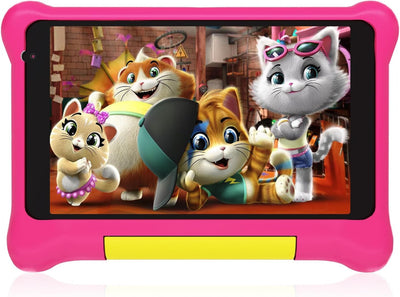 Yicty Kinder Tablet 7 Zoll Android Tablet für Kids 5GB RAM 32GB ROM Kindersicherung IPS HD Bluetooth WiFi Quad Core Dual-Kameras Children's Tablets PC mit Schutzhülle (Rosa)