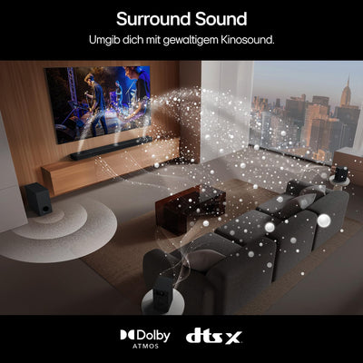 LG DS80TR 5.1.3 Dolby Atmos Soundbar (580W) mit kabellosem Subwoofer & Rücklautsprechern (Wow Cast, HDMI, Bluetooth) [2024], Schwarz